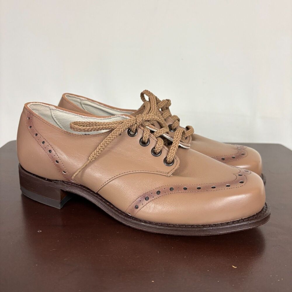 P. W. Minor 90's Wingtip Tan Leather Shoes Women's 7 Made in USA Panco